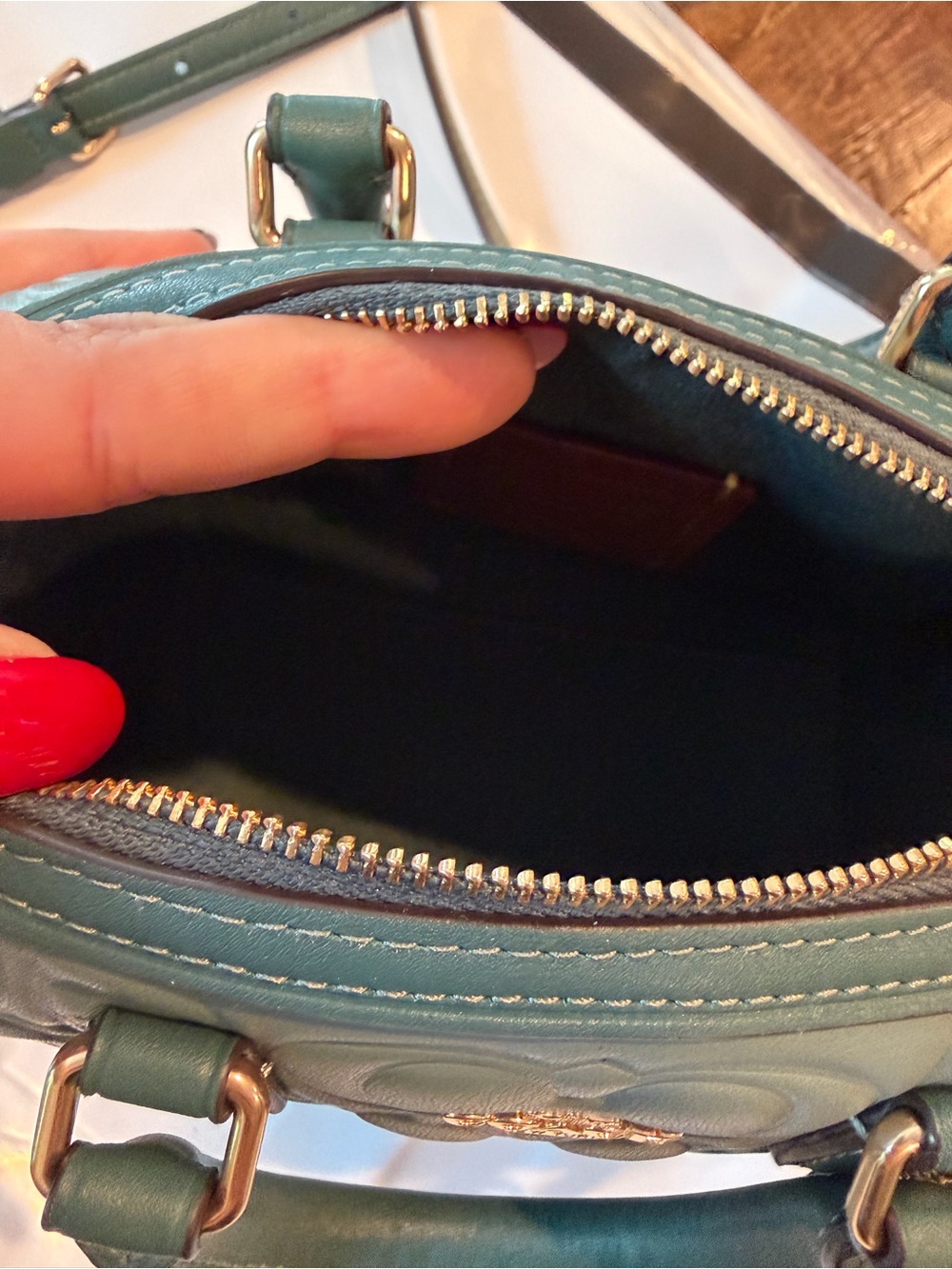 Coach MINI ROWAN Teal Signature Quilted Mini Crossbody Bag - Picture 3 of 4